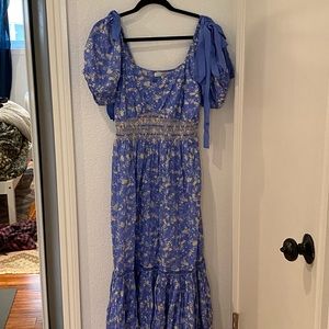 Sold Out LoveShackFancy Blue Yellow Floral Long dress